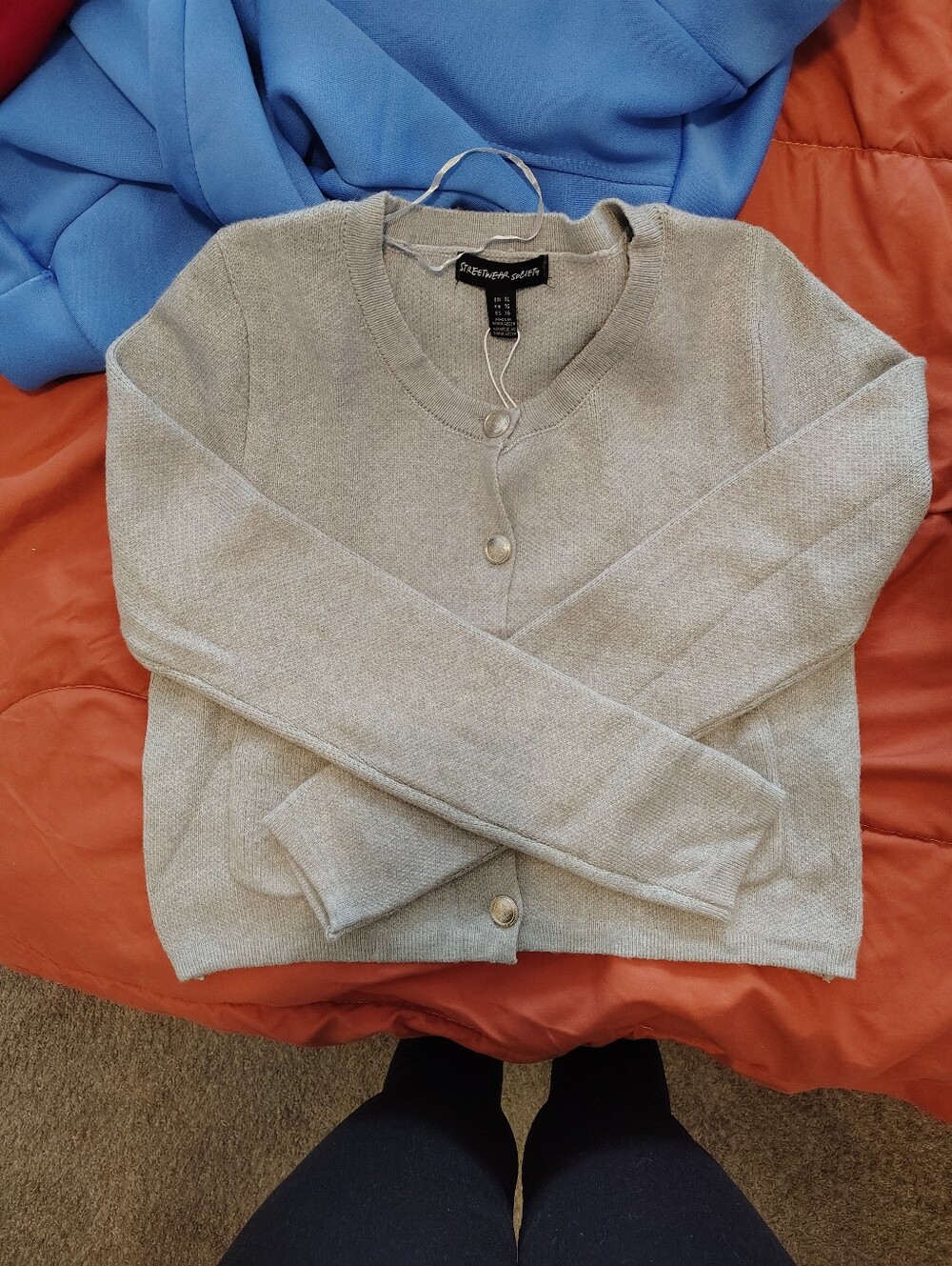 NIC+ZOE Light Gray Button Cardigan